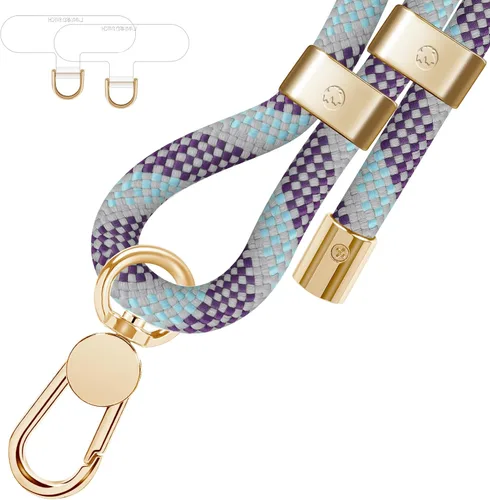 Miniatura 16 de UKON Cordón para teléfono celular, cordón bandolera y correa de muñeca, hebilla de metal premium con dijes para teléfono con 2 parches de correa