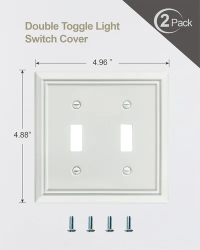 Miniatura 6 de Paquete de 2 placas de pared de palanca doble, cubierta decorativa para interruptor de luz, cubierta de placa de interruptor de metal, acabado