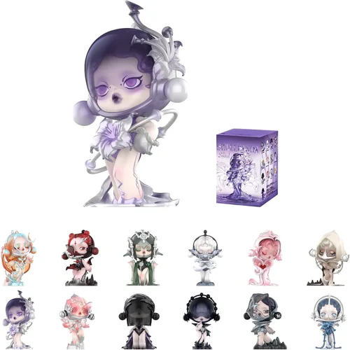 POP MART Skullpanda La serie de figuras con sonido, figuras de cajas ciegas de Skullpanda, figuras de acción de diseño aleatorio coleccionables,