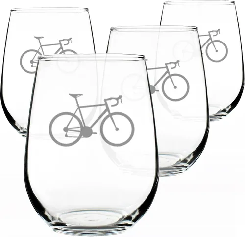 Miniatura 6 de Custom Bicycle Personalized Stemless Wine Glass - Unique Road Biking Themed Decor and Gifts for Cyclists - Large 17 Oz Glasses - Customized Wine