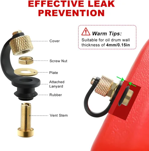 Miniatura 2 de Magicfour - Tapa de ventilación para bidones de gasolina, kit de ventilación de combustible de 3 unidades, tapón de ventilación de repuesto