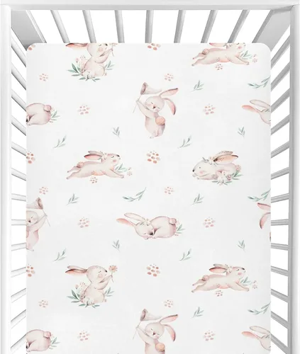 Miniatura 38 de CaTaKu Sábanas de cuna para niñas y niños – Sábanas de bebé bohemias con flores silvestres, sábanas de colchón neutro para cuna para cama