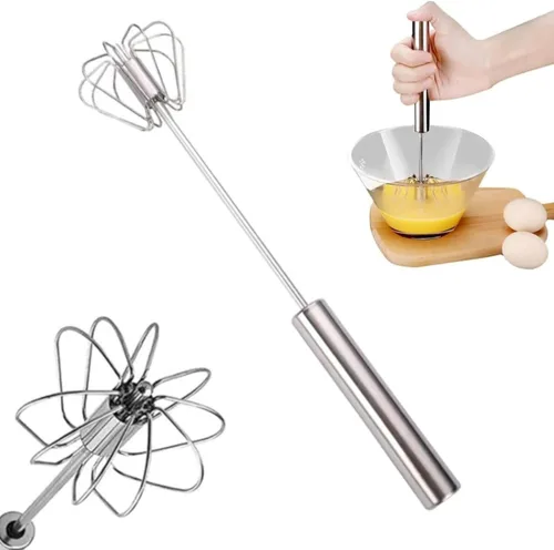 Batidor de huevo semiautomático, batidor de huevo mejorado, batidor giratorio de fácil empuje, herramienta de cocina para el hogar de acero Mezcla