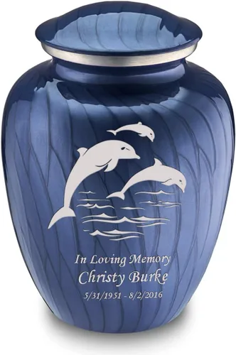 Miniatura 12 de Geturns Embrace - Urnas de cremación personalizadas de delfines para cenizas humanas, urna funeraria grande de color rojo brillante para mujeres