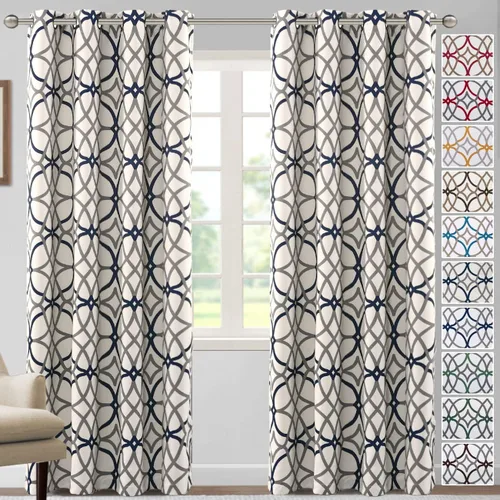 Miniatura 29 de H.VERSAILTEX Cortinas opacas con diseño impreso de 54 pulgadas de largo, juego de 2 paneles de cortinas con aislamiento térmico para dormitorio