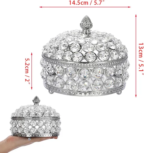 Miniatura 5 de Hipiwe Joyero con espejo de cristal, caja organizadora de baratijas, caja decorativa de lujo para anillos, caja de almacenamiento de aretes, caja