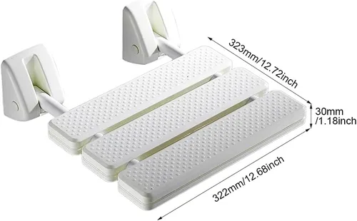 Miniatura 7 de Pilarmuture Asiento de ducha plegable montado en la pared, asiento de ducha ABS duradero antideslizante para ducha interior, silla de taburete