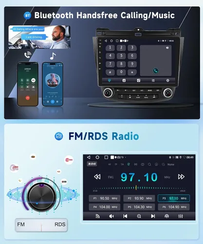 Miniatura 6 de Para Honda Accord 7ª 2003 2004 2005 2006 2007 Estéreo de coche Android con Carplay inalámbrico/Android Auto Pantalla táctil de 10.1" Autoradio