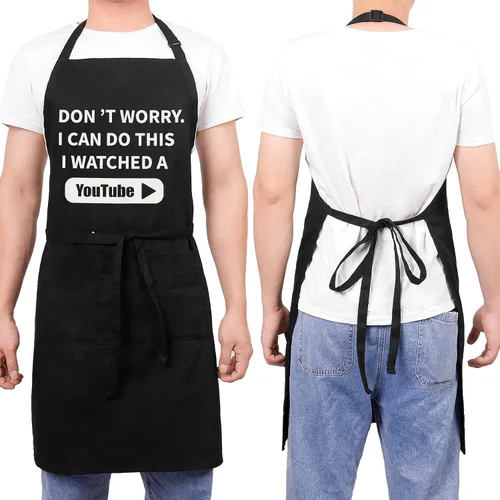Miniatura 7 de Delantal de barbacoa para hombre con bolsillos, divertidos delantales de cocina para hombres, delantal de cocina impermeable para regalos de padre