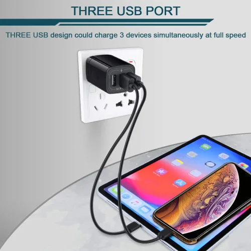 Miniatura 5 de Cargador de pared USB, adaptador de cargador, Ailkin de 2.4 amperios de doble puerto plegable cargador rápido cubo de repuesto para iPhone