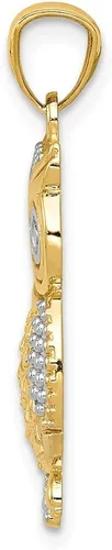 Miniatura 2 de Colgante de oro amarillo macizo de 14 quilates, dos tonos y texturizados, 1.024in x 0.472in