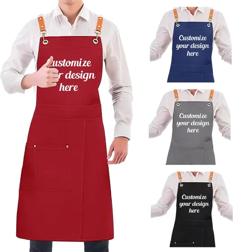 Miniatura 9 de Delantal personalizado: delantales personalizados para hombres y mujeres, delantal de cocina ajustable con texto y foto, regalos para hornear