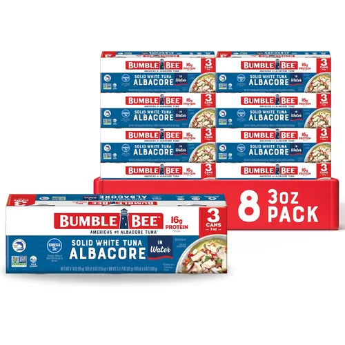Miniatura 28 de Bumble Bee - Atún blanco sólido en aceite, lata de 12 onzas, atún capturado en estado salvaje, 0.74 oz de proteína por porción, alto en omega-3, sin