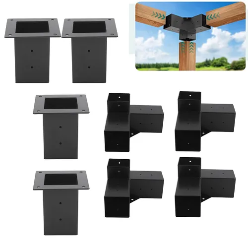 Miniatura 2 de Soporte de pérgola de acero con revestimiento inoxidable, estructura resistente y fácil montaje para carpintería al aire libre (8 piezas)