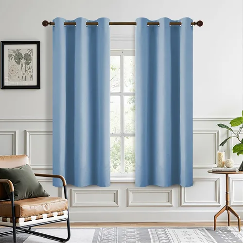 Miniatura 74 de DONREN Cortinas opacas de lino con aislamiento térmico de 52 x 95 pulgadas, cortinas de oscurecimiento de habitación con ojales para dormitorio