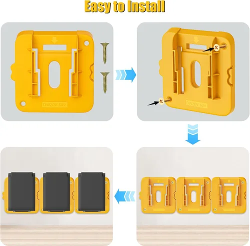 Miniatura 5 de 6 Pack Battery Mount Holder Compatible for Dewalt 20V 60V Battery Holder Fit for DCB200 DCB203 DCB206 Batteries Wall, Work Van, Shelf, Toolbox