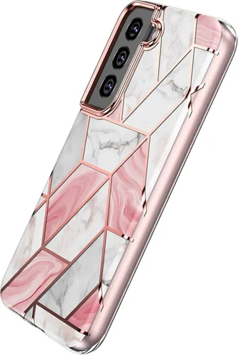 Miniatura 5 de Asuwish Funda de teléfono para Samsung Galaxy S22 5G, híbrida, de lujo, lindo mármol, a prueba de golpes, cuerpo completo, duro, resistente, Rosado