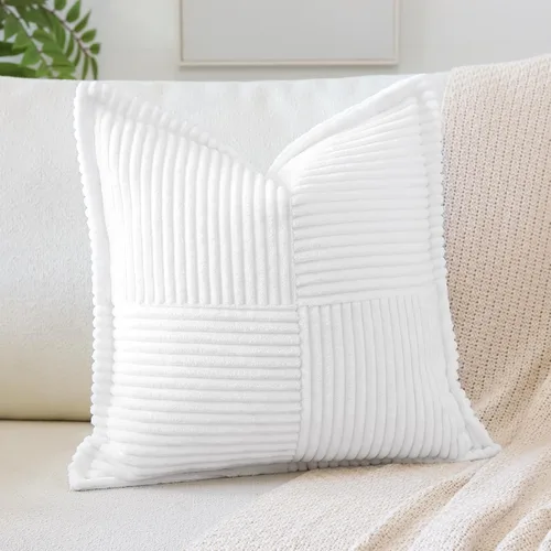 Miniatura 17 de OTOSTAR Fundas de almohada de pana a rayas con empalme, fundas de almohada bohemias súper suaves laterales decorativas con textura para sofá, cama