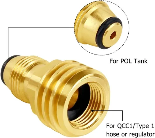 Miniatura 2 de Adaptador de tanque de propano Hooshing convierte la válvula de servicio del tanque POL LP a manguera o regulador QCC1/Tipo 1 de latón sólido