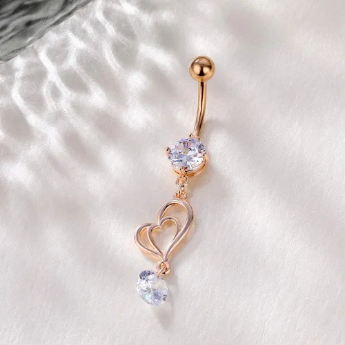 Miniatura 5 de NASAMA Piercing de ombligo de acero inoxidable 14G para mujer, joyería de piercing para el ombligo CZ