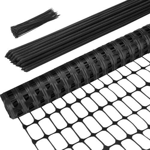 Miniatura 9 de Ohuhu Valla de seguridad de plástico para jardín, 3.4 x 100 pies, rollo de valla de jardín reutilizable con 25 estacas de 4 pies más gruesas