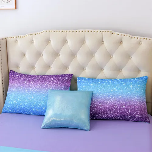 Miniatura 6 de A Nice Night Juego de edredón para niñas, tamaño Twin, 6 piezas, cama en una bolsa, juego de sábanas en 3D colorido brillante galaxia arco iris
