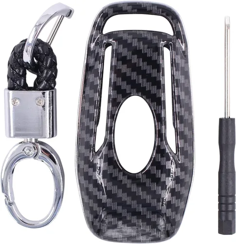 Miniatura 2 de NewYall Funda de llave inteligente de fibra de carbono con llavero para Ford Edge F-150 F-250 Super Duty Mustang 2015-2017 Explorer 2016-2017 Fusion