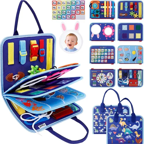 JHkim Busy Board - Juguetes Montessori para niños y niñas de 1, 2, 3, 4 años Regalos, juguete sensorial para niños pequeños de 1 a 3 años,