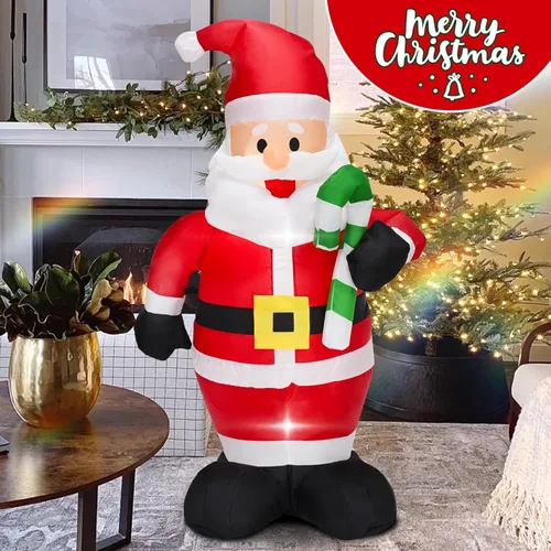 Miniatura 5 de Papá Noel inflable de 4 pies de Navidad lindo con luces LED incorporadas, decoración inflable de Navidad para interiores y exteriores, gran