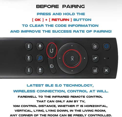 Miniatura 4 de G20S Control Remoto Bluetooth, Ratón Remoto de Aire con Sensor de Giroscopio de 6 Ejes y Aprendizaje IR para Nvidia Shield