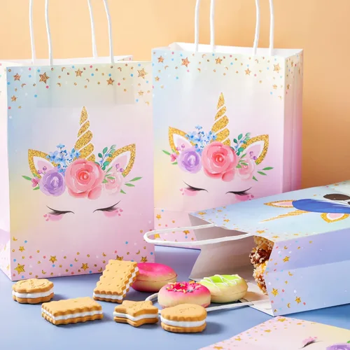 Miniatura 2 de Gersoniel 16 bolsas de unicornio para fiesta con asas, bolsas de regalo de unicornio para regalos de fiesta de cumpleaños
