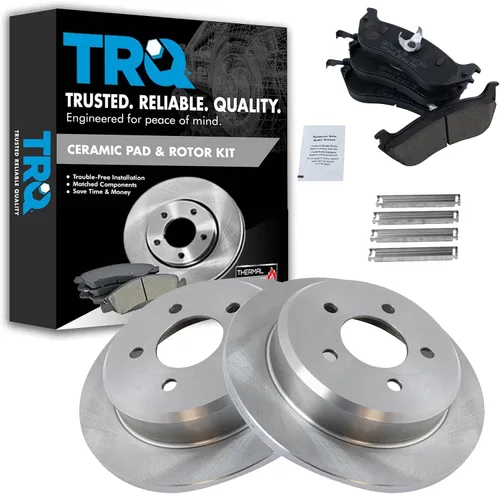 Miniatura 129 de TRQ Kit de rotor de freno trasero y pastillas de cerámica Posi premium compatible con camioneta Chevy GMC