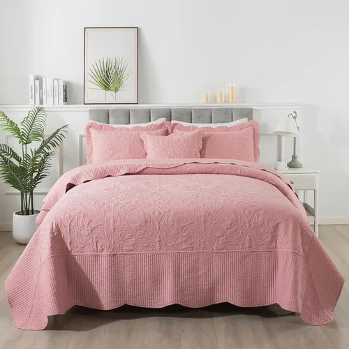 Miniatura 347 de HoneiLife - Juego de colcha de tamaño Queen, juego de ropa de cama de pana bordada de 3 piezas, colcha de lujo, ligera, cálida, para todas las Pana