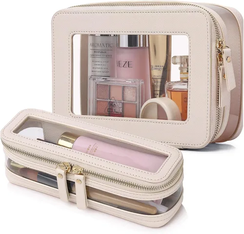 Miniatura 39 de Pinkmik Pequeña bolsa de maquillaje transparente, mini estuche para cosméticos, bolsa de aseo impermeable con cremallera, organizador de bolsos