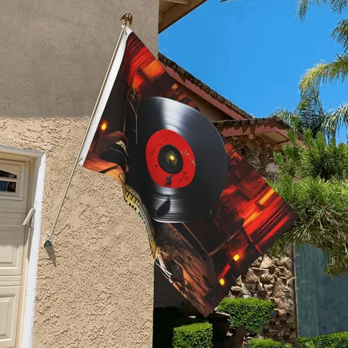 Miniatura 5 de Bandera de estudio de música de 3 x 5 pies para exteriores, divertida bandera de jardín, bandera de doble cara, pancarta de bienvenida