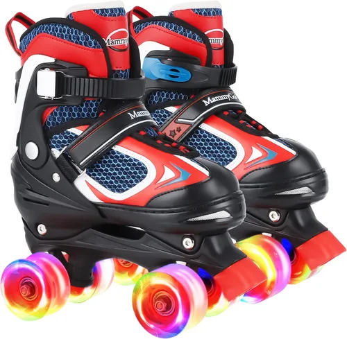 Miniatura 11 de Nattork - Patines de ruedas para niños y niñas, 4 tamaños, patines ajustables con ruedas iluminadas, divertidos patines para niños pequeños, Azul
