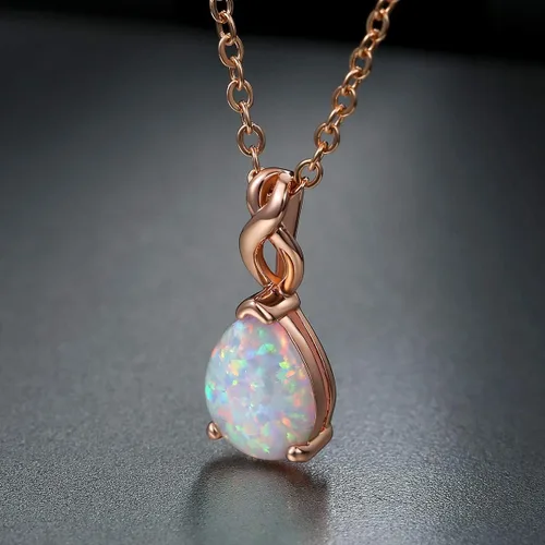 Miniatura 5 de Collar de ópalo chapado de 18 quilates oro blanco y oro rosa para mujer