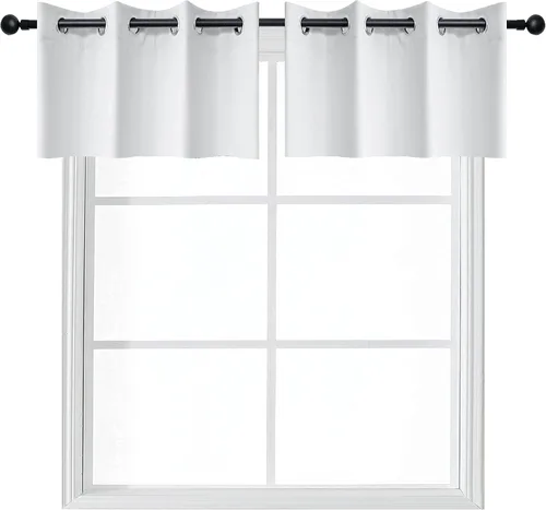 Miniatura 2 de YGO Cenefas de cortina de ventana blancas con ojales en la parte superior, cortinas pequeñas para cocina y baño, oscurecimiento de la habitación
