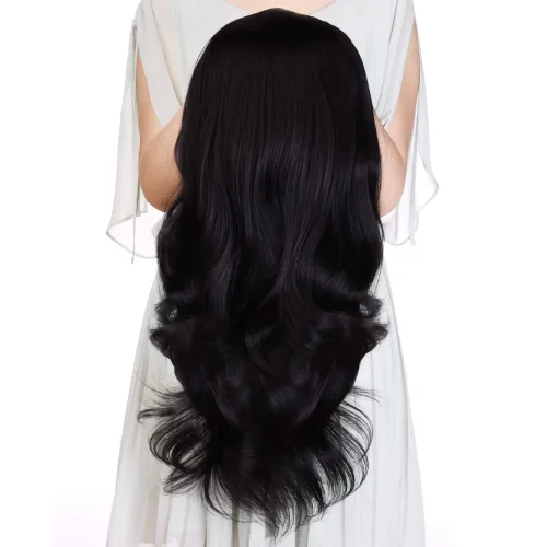 Extensiones de cabello sintético ondulado de 24 pulgadas con clip para media cabeza atada, de alta calidad, fibras japonesas premium para mujer, 11#