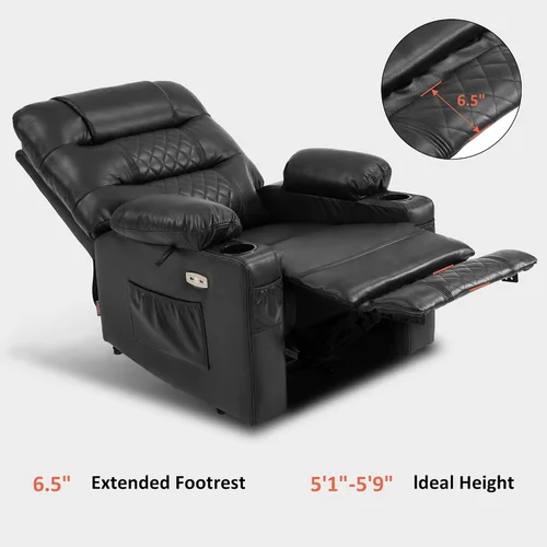 Miniatura 8 de MCombo Zero Gravity PR621 - Silla reclinable eléctrica con masaje de calor y vibración, silla reclinable con puertos USB, portavasos para sala