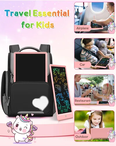 Miniatura 6 de FLUESTON Tableta de escritura LCD para niños, tablero de garabatos de 10 pulgadas, almohadilla de dibujo colorida para niños pequeños, juguetes Rosa
