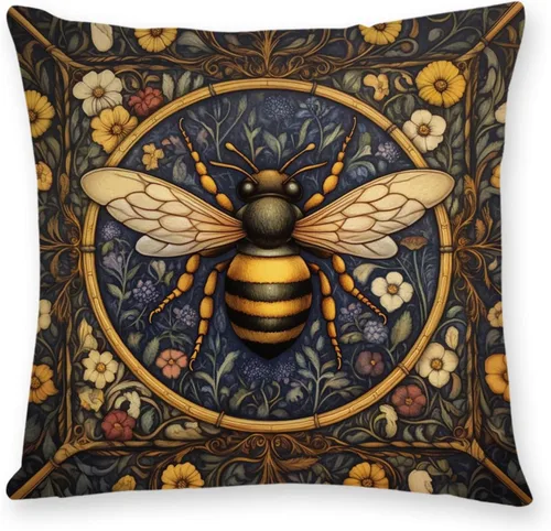 YOU FOUND ME William Morris - Fundas de almohada de terciopelo con diseño de abeja floral vintage, decoración del hogar, decoración de arte retro,