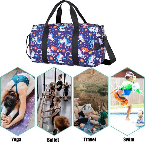 Miniatura 6 de Bolsa de gimnasia para niños, bolsa de viaje con compartimentos para zapatos, bolsa de ballet deportiva, bolsa de transporte para adolescentes