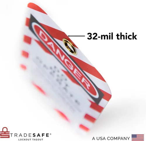 Miniatura 3 de TRADESAFE Etiquetas de Bloqueo y Etiquetado - 10 Etiquetas de Peligro No Operar con 10 Abrazaderas de Nylon, Vinilo Premium de 32 mil, Etiquetas