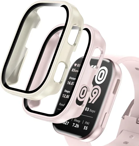 Miniatura 10 de Paquete de 2 fundas compatibles con Amazfit Bip 6, protector de pantalla de vidrio templado con cubierta de policarbonato duro, a prueba de golpes