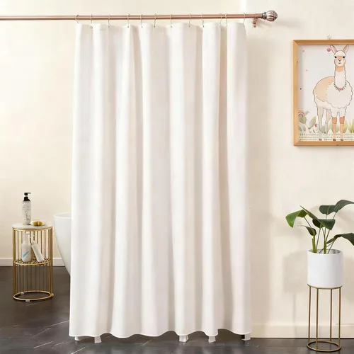 Miniatura 5 de Cortina de ducha HYAWGE de tela de terciopelo negro 260 GSM, cortina de ducha de lujo resistente, con ganchos, espesada, lavable, impermeable