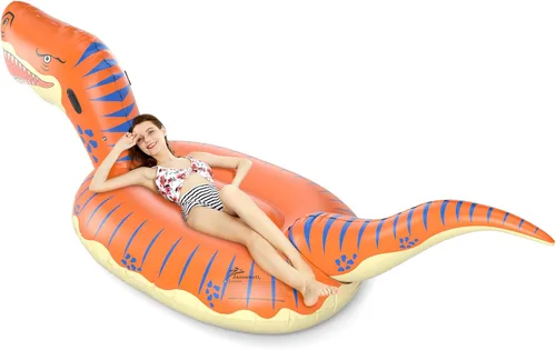 Miniatura 4 de Jasonwell Flotador inflable de dinosaurio para niños, niñas y adultos, 124 pulgadas, flotador gigante T-Rex para verano, playa, piscina, paseos