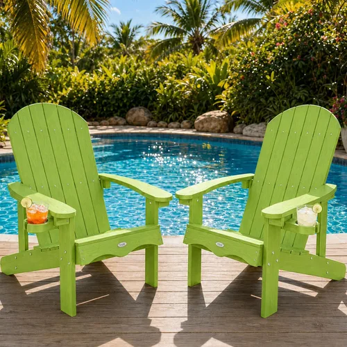 Miniatura 20 de Y&M Adirondack - Silla negra para hoguera, sillas de patio al aire libre con soporte para tazas, resistentes a la intemperie, sillas de patio