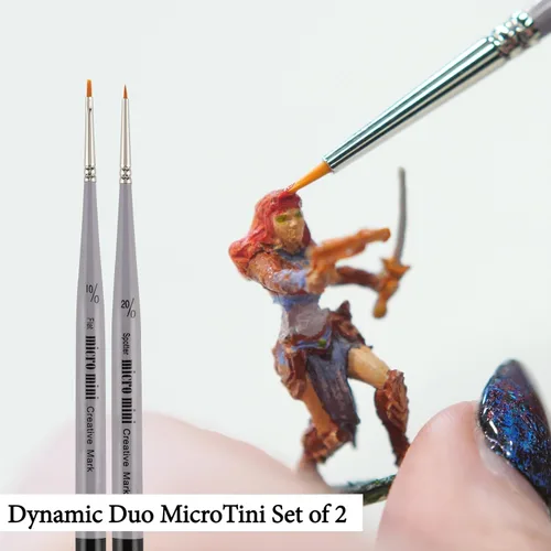Miniatura 10 de Creative Mark Juego de 30 pinceles de pintura con microdetalles, mini pinceles para acrílico, acuarela, óleo, cara, uñas, pintura a escala y dibujo