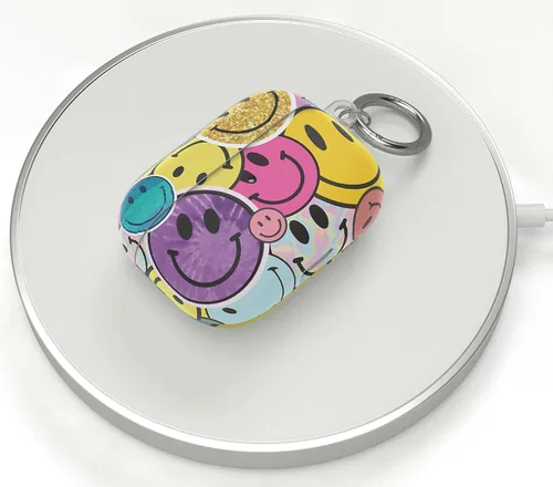 Miniatura 3 de Casely Funda compatible con AirPods Pro 1 All Smiles Funda para AirPods con adhesivo de cara sonriente